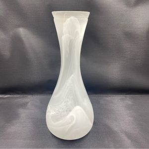 AKCAM Hand Made White Marble Swirl Pattern Vase.